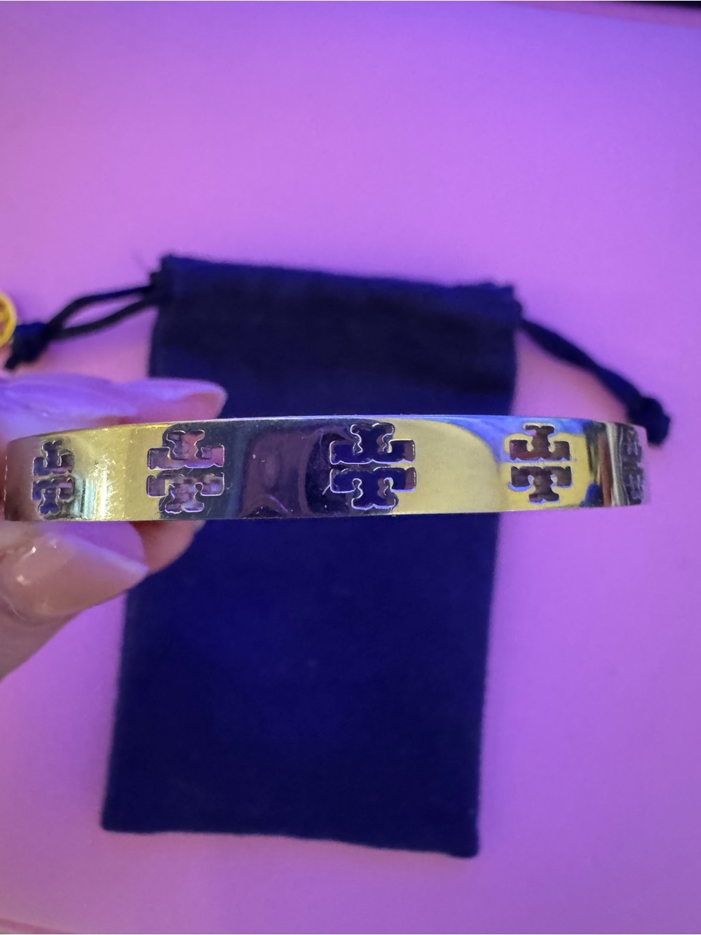 Tory Burch silver Cutout Bangle Bracelet